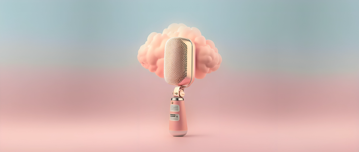 Pastel podcast microphone with cloud